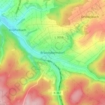 Carte topographique Brandoberndorf, altitude, relief
