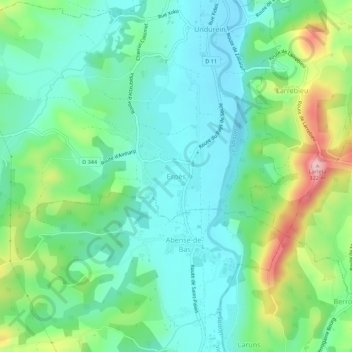 Carte topographique Espès, altitude, relief