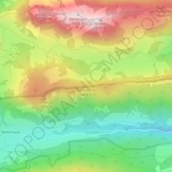 Carte topographique Rote Wand, altitude, relief