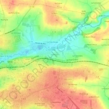 Carte topographique Le Plessis, altitude, relief