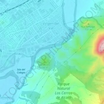 Carte topographique Los Catalanes, altitude, relief