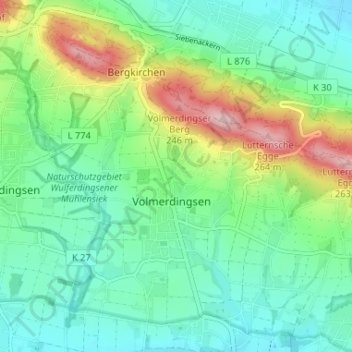 Carte topographique Wittekindshof, altitude, relief