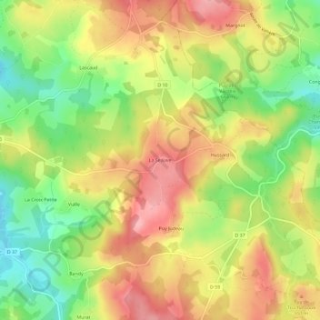 Carte topographique La Seauve, altitude, relief