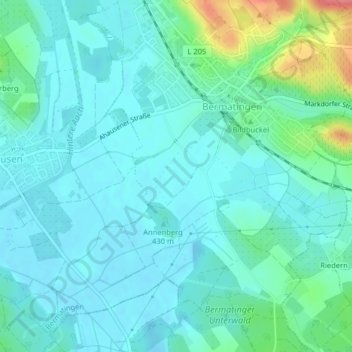 Carte topographique Hard, altitude, relief