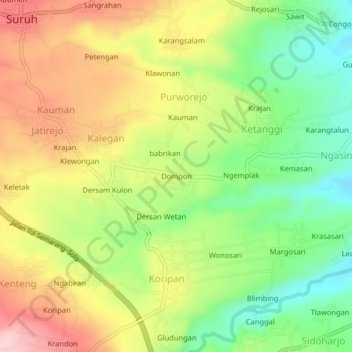 Carte topographique Dompon, altitude, relief