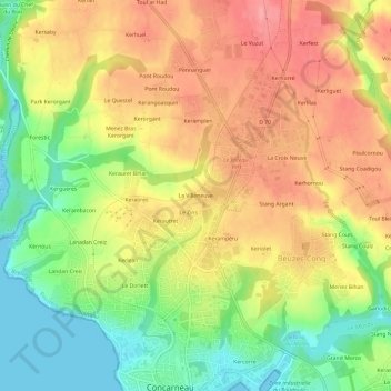 Carte topographique La Villeneuve, altitude, relief
