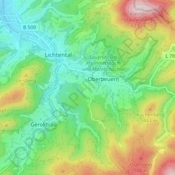 Carte topographique Seelach, altitude, relief