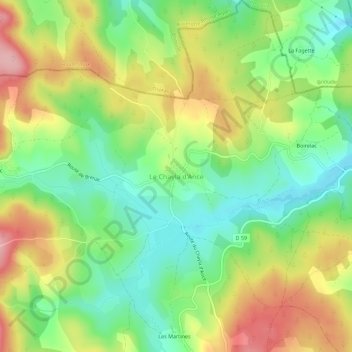 Carte topographique Le Chayla d'Ance, altitude, relief