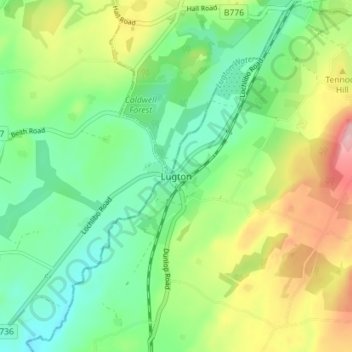 Carte topographique Lugton, altitude, relief