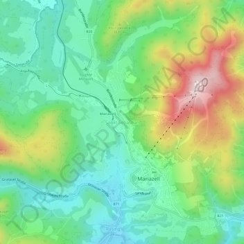 Carte topographique Sankt Sebastian, altitude, relief