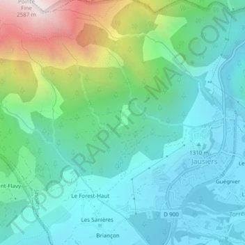 Carte topographique Chanenc, altitude, relief