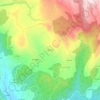 Carte topographique Boente, altitude, relief