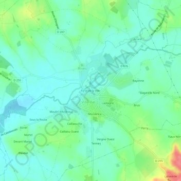 Carte topographique Fond de la Ville, altitude, relief