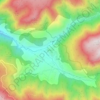 Carte topographique Tuixent, altitude, relief
