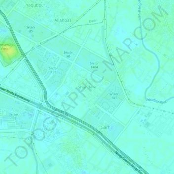 Carte topographique Shahdara, altitude, relief