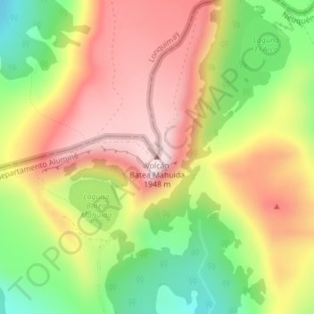 Carte topographique Volcán Batea Mahuida, altitude, relief
