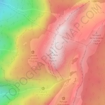 Carte topographique La Grande Sure, altitude, relief