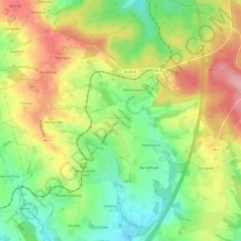 Carte topographique Neukirchen am Inn, altitude, relief