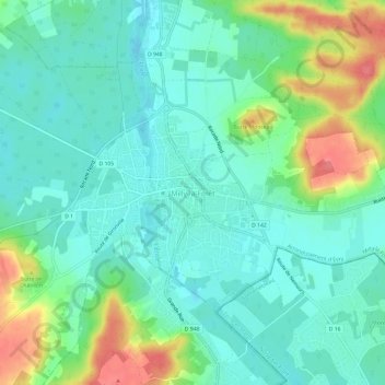 Carte topographique Milly-la-Forêt, altitude, relief