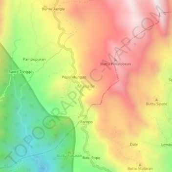 Carte topographique Masalle, altitude, relief