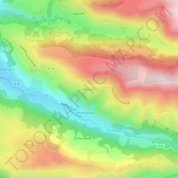 Carte topographique Ribouzou, altitude, relief