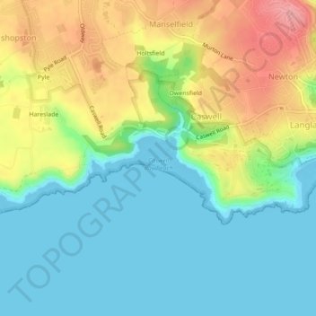 Carte topographique Caswell Bay, altitude, relief