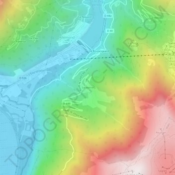 Carte topographique Sardonne, altitude, relief