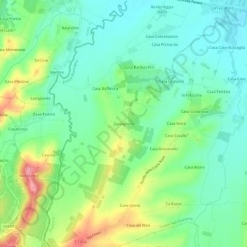 Carte topographique Ganaghello, altitude, relief