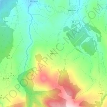 Carte topographique Serracín, altitude, relief
