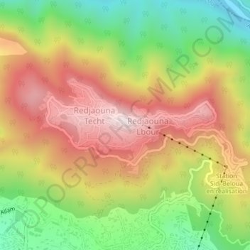 Carte topographique Sidi Belloua, altitude, relief