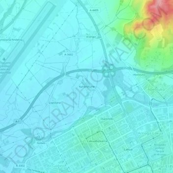 Carte topographique Yurre, altitude, relief