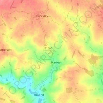 Carte topographique Cross Green, altitude, relief