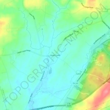 Carte topographique Upper Lawn, altitude, relief