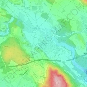 Carte topographique Orsingen, altitude, relief