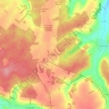 Carte topographique Le Mineroy Chalois, altitude, relief