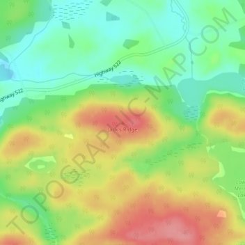 Carte topographique Jack's Ridge, altitude, relief