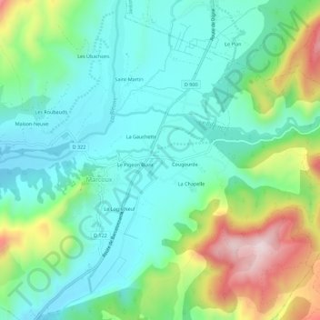 Carte topographique La Cassette, altitude, relief