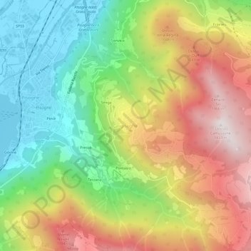 Carte topographique Grignaghe, altitude, relief