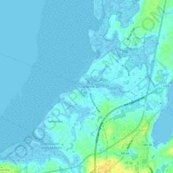 Carte topographique Rock Harbor, altitude, relief