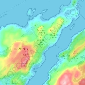 Carte topographique Balliemore, altitude, relief