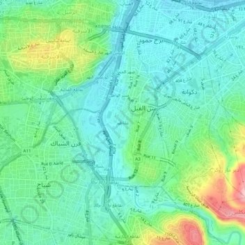 Carte topographique Amatouri, altitude, relief