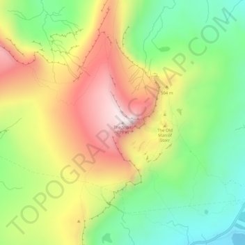 Carte topographique The Storr, altitude, relief