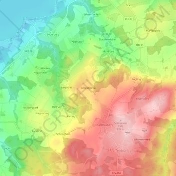 Carte topographique Schaidering, altitude, relief