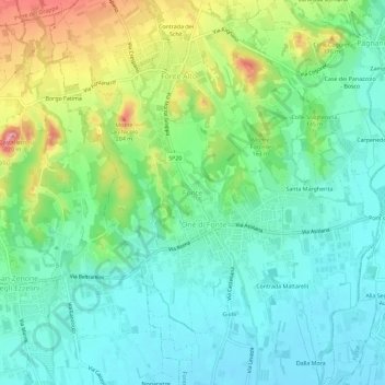 Carte topographique Fonte, altitude, relief