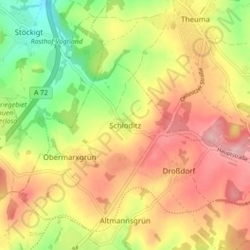 Carte topographique Schloditz, altitude, relief