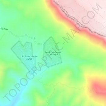 Carte topographique Ponderosa Spring Subdivision, altitude, relief