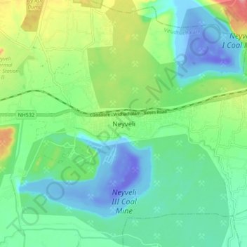 Carte topographique Neyveli, altitude, relief