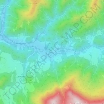 Carte topographique Halltal, altitude, relief
