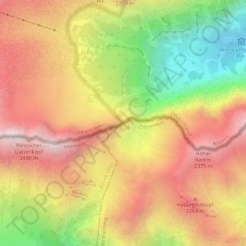 Carte topographique Gatterl, altitude, relief