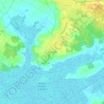 Carte topographique L'Île d'Étaules, altitude, relief